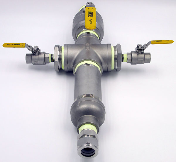 HOT TAP Ball Valve Retraction Assembly Dual Port Purge Flush Clean Configuration Back View